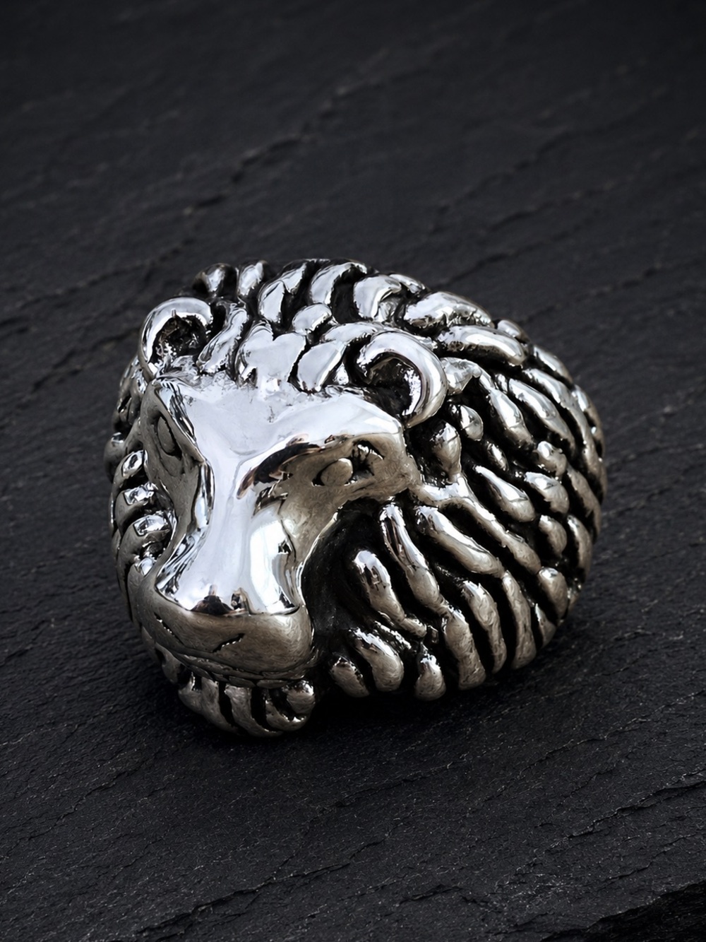 The Beast - Silver Lion Head Ring - Solid Sterling Silver - Men's Statement Ring